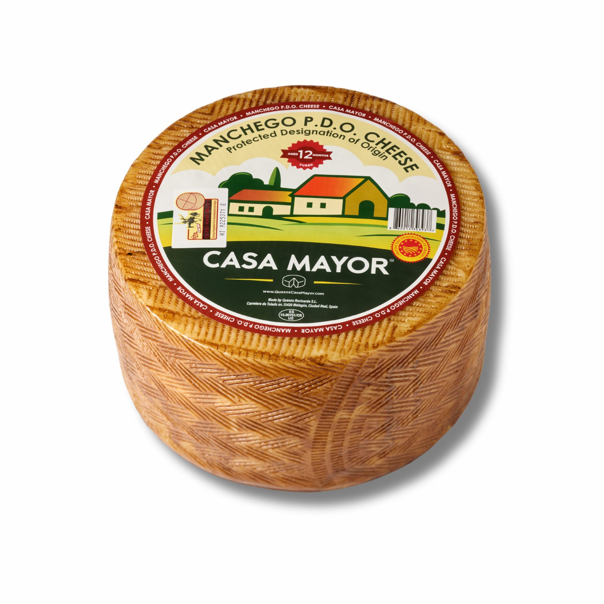 Manchego Cheese Reserva Extra D.O.P – 12 Months Aged Whole Wheel (Approx. 7  lbs) – Spanish Sheep’s Milk Cheese by Casa Mayor, image size:1920x1920